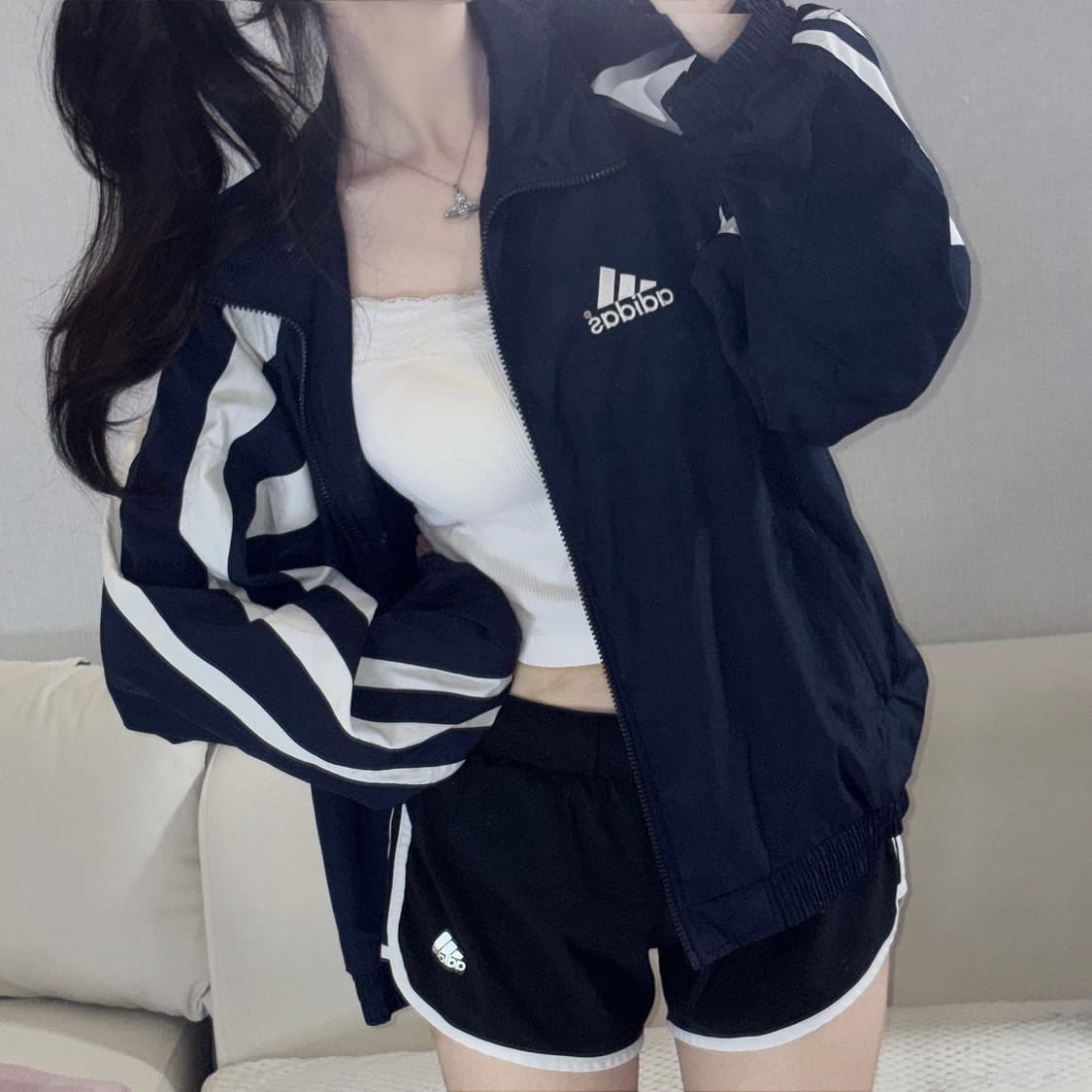🐰아디다스 자수 데일리 딥네이비 바람막이 점퍼🤍 상품이미지1