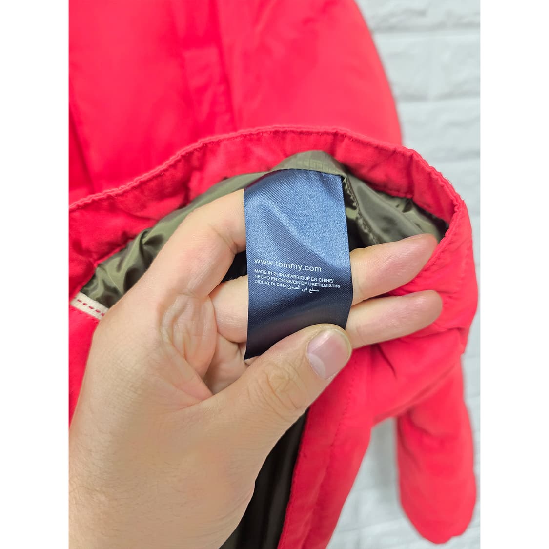 택포) 타미힐피거 레드 롱패딩 L 상품이미지3