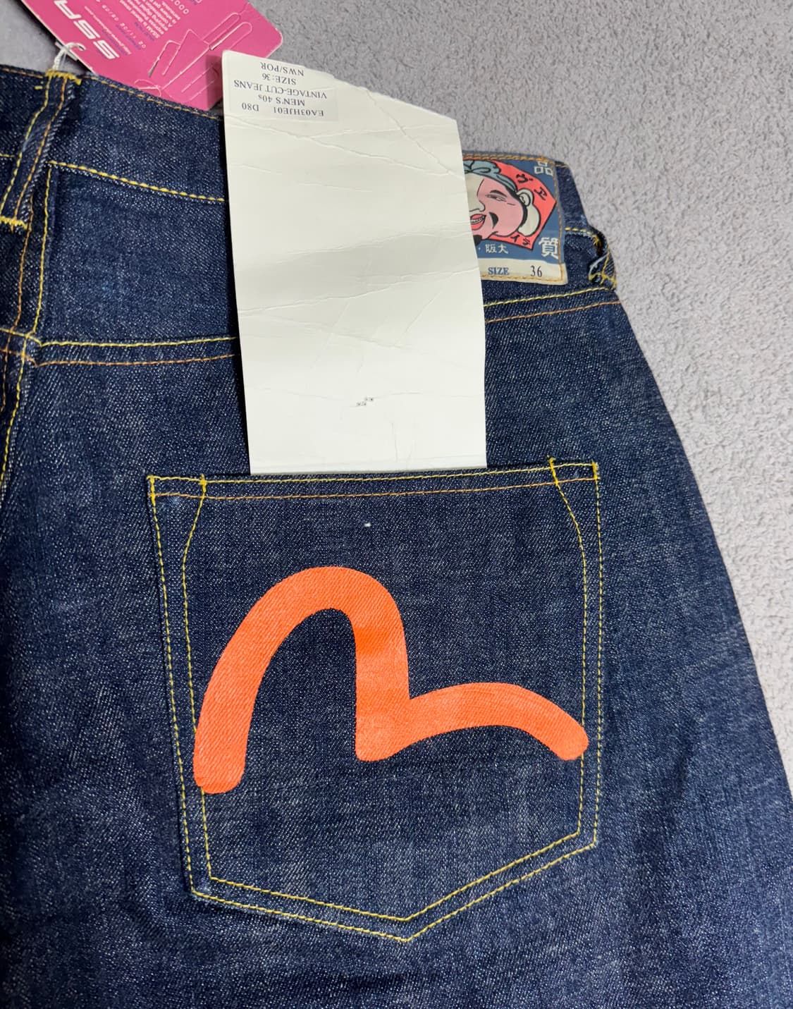 새상품 36 에비수 EVISU lot.0101 셀비지 데님 오렌지시걸로고 상품이미지10