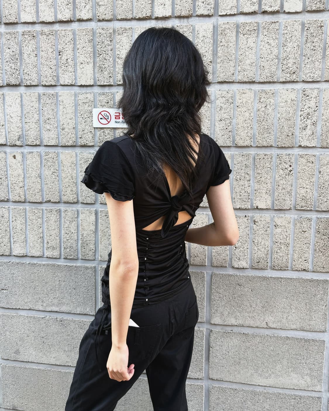 오즈온 백 오픈 디테일 져지 탑 상품이미지5