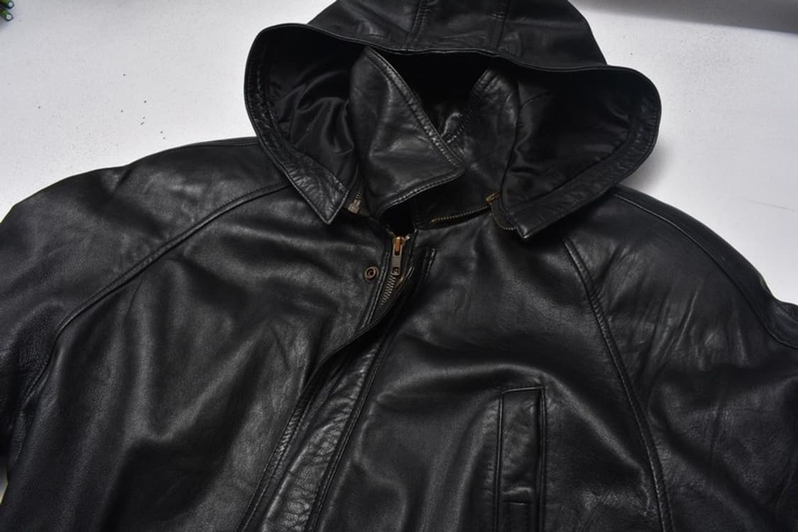 90S 양가죽 후드 레더 자켓 L M0072 상품이미지7