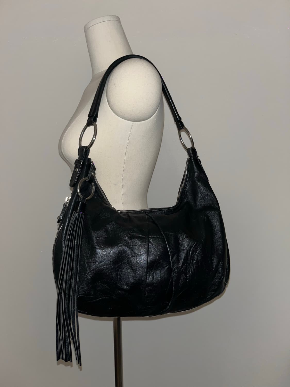 Japanese vintage all black shoulder bag 상품이미지1