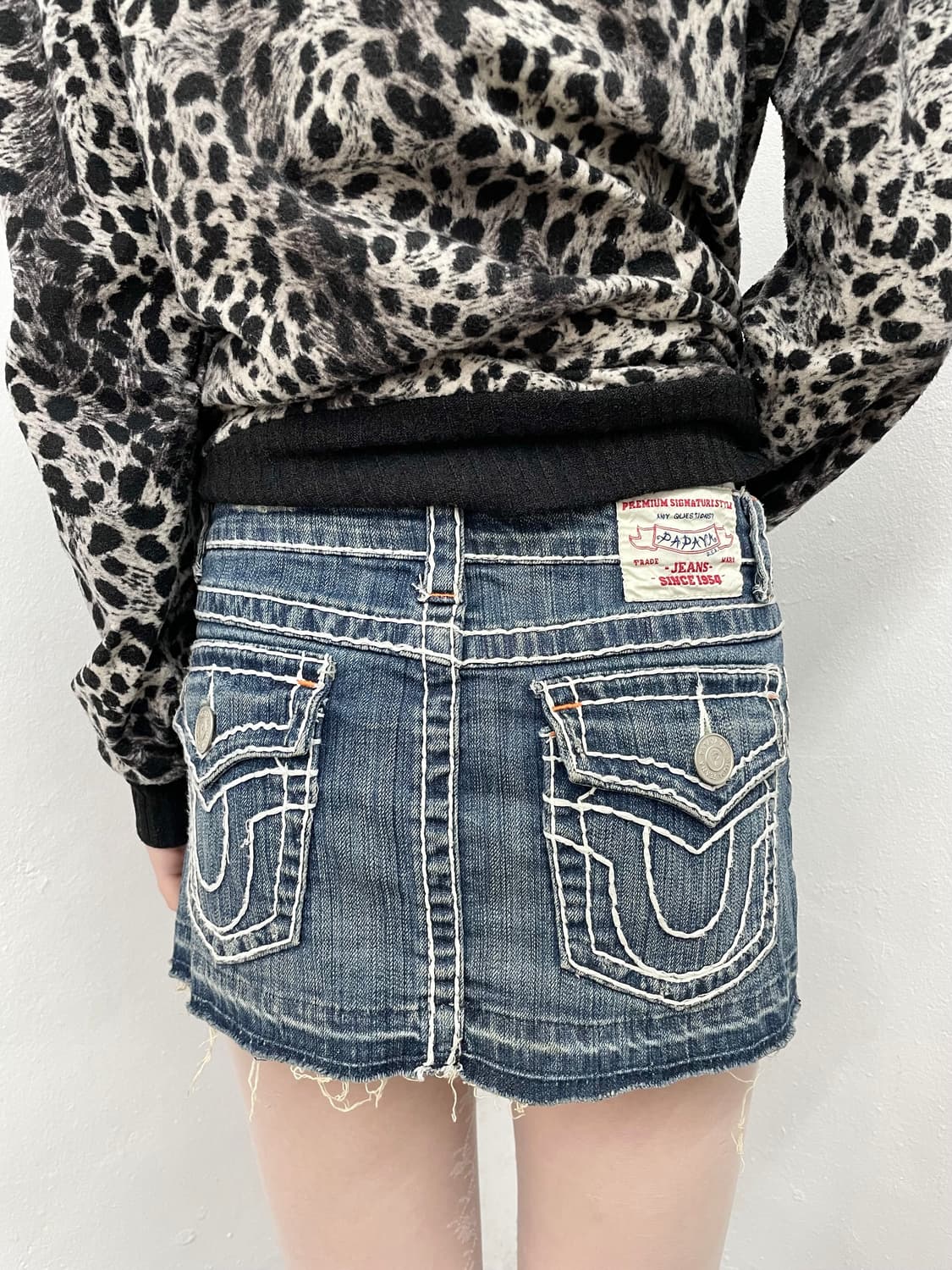 워싱 스티치 데님 스커트 상품이미지3