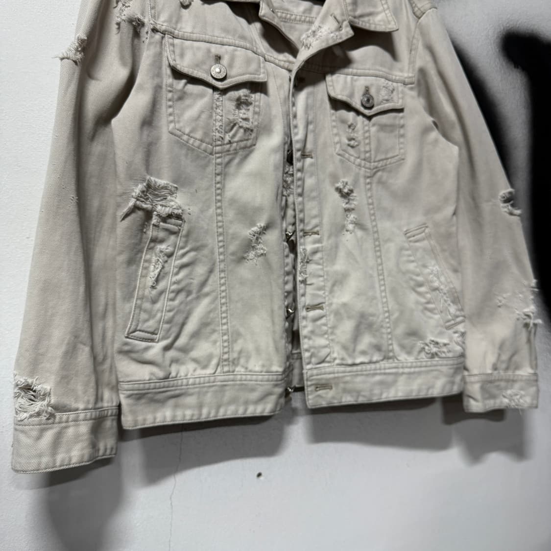 VTG 빈티지 디스트로이드 데미지 워싱 데님 트러커 자켓 상품이미지4