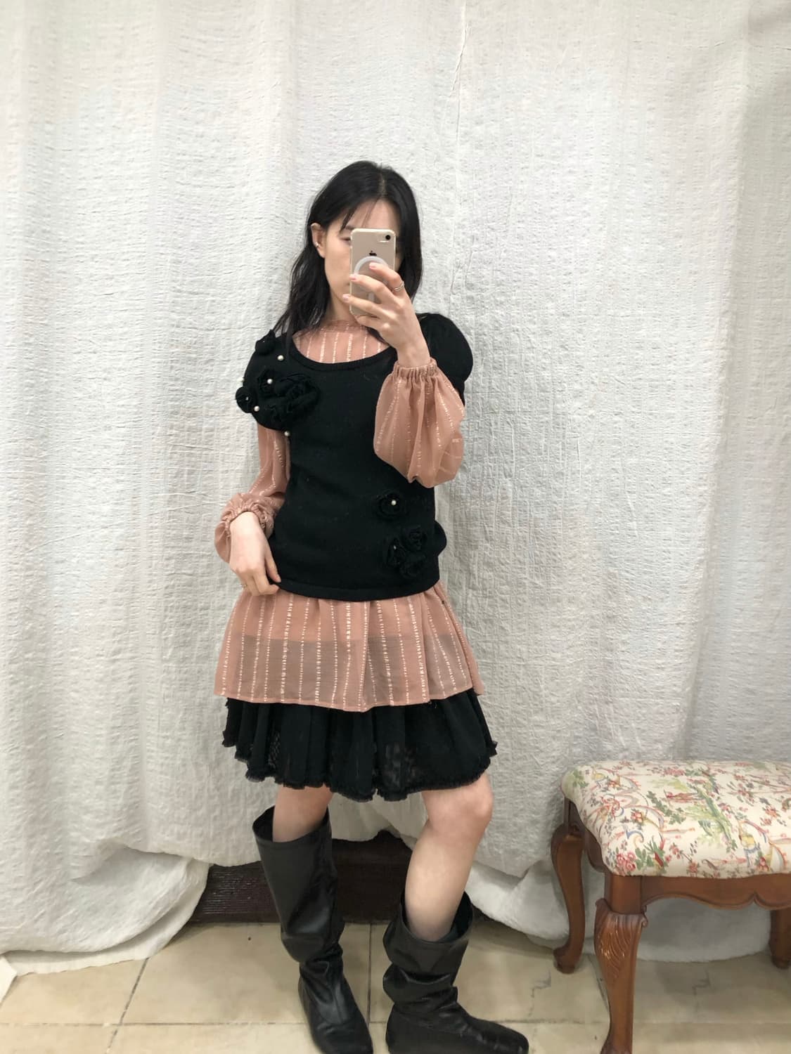 perl rose knit vest 상품이미지4