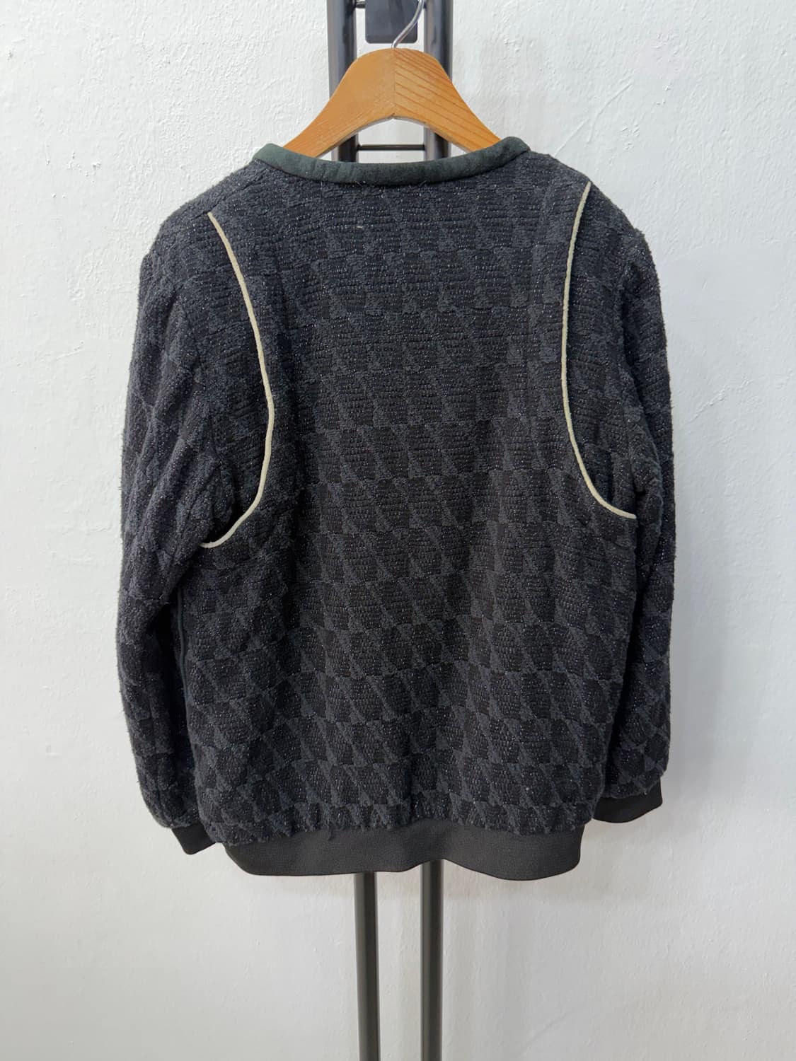 정품) IRO 이로 한섬 체크 패턴 블랙 가죽 붐버 자켓 34 상품이미지4