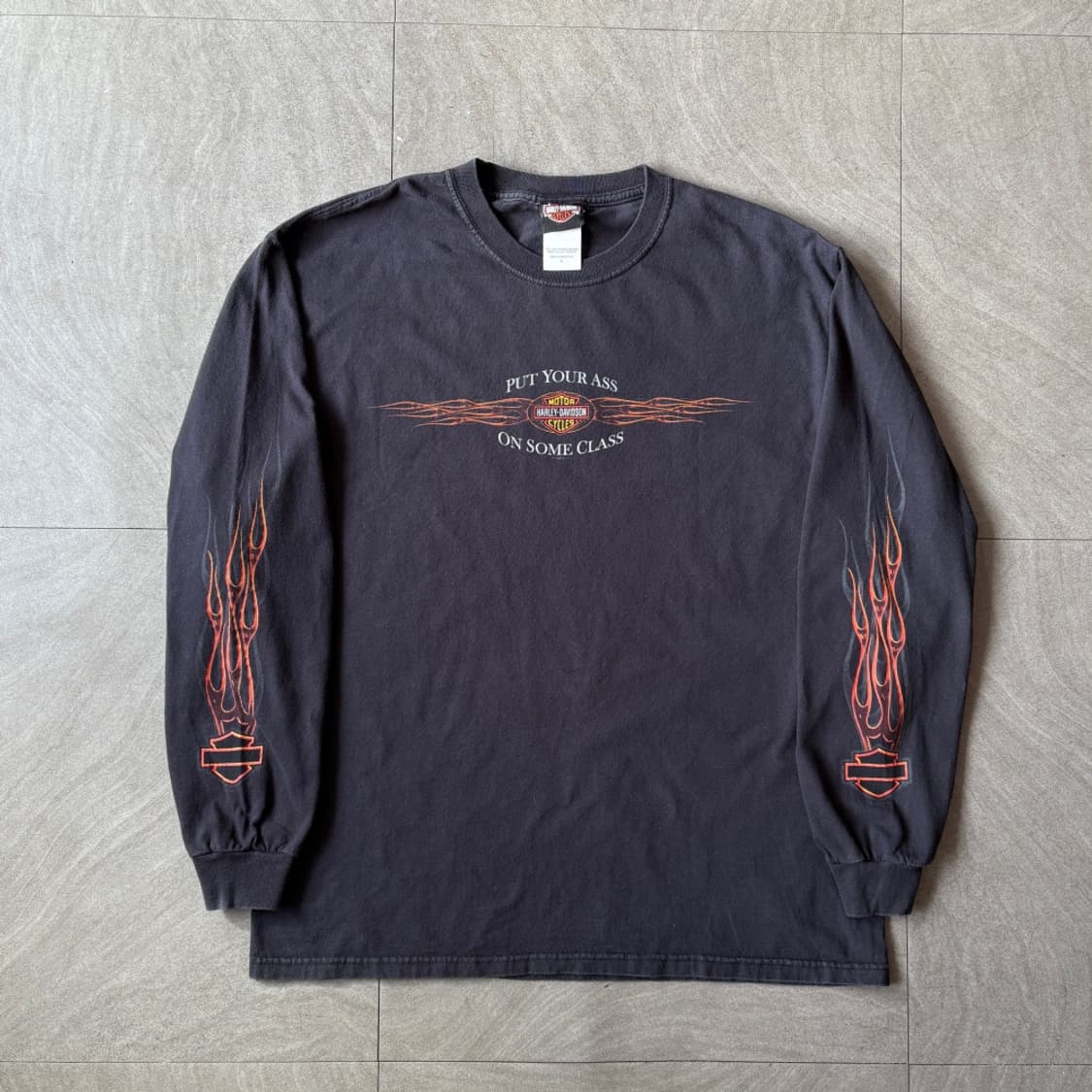 할리데이비슨 미국 생산 블랙 플레임 긴팔 티셔츠 상품이미지1