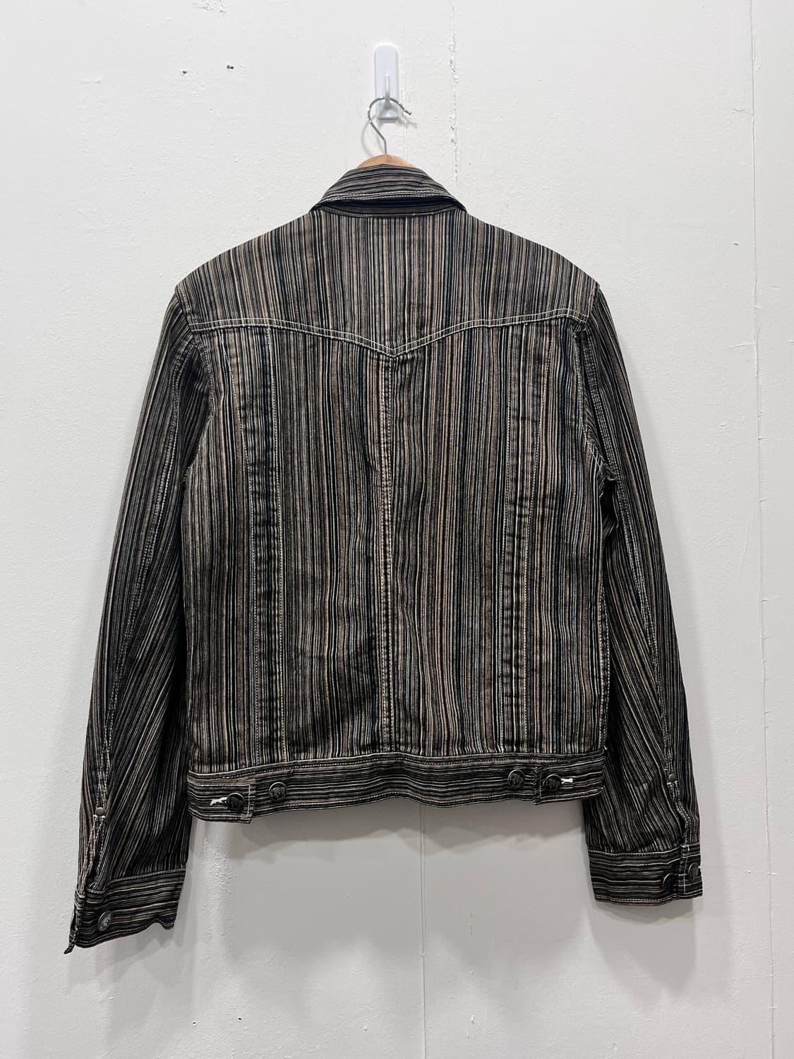 Japan 이카 Ikka 스트라이프 트러커 데님자켓 M 상품이미지3