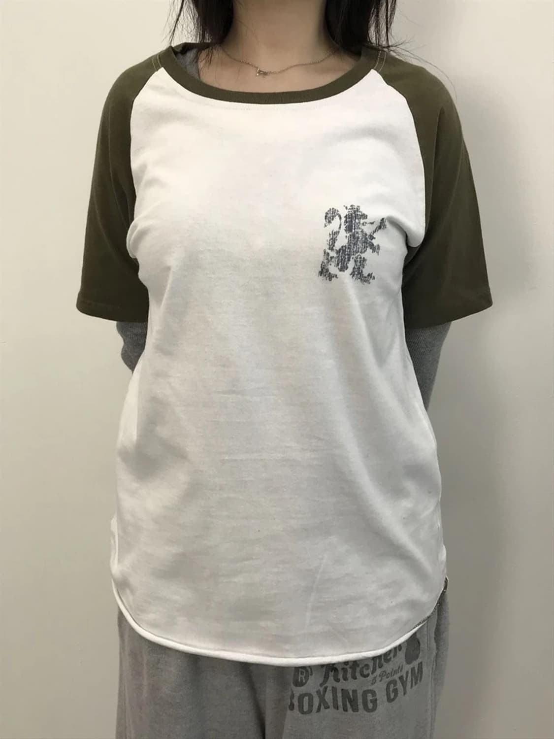 R.Newbold Raglan T Shirt White Green 상품이미지2