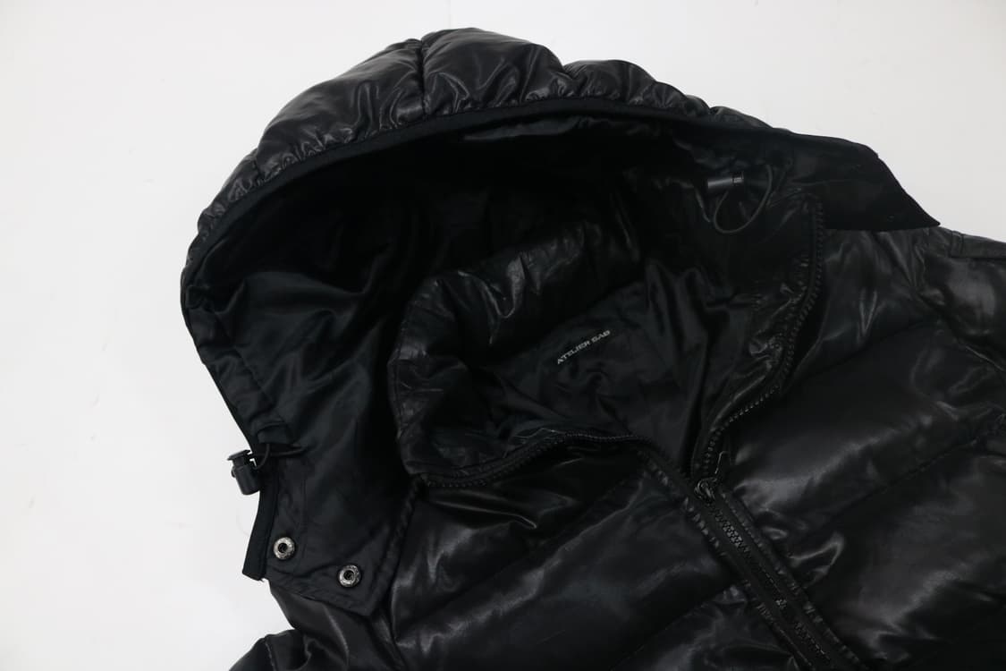 ATELIER SAB 아틀리에사브 유광 블랙 후드 롱 다운 패딩 (M) 상품이미지6