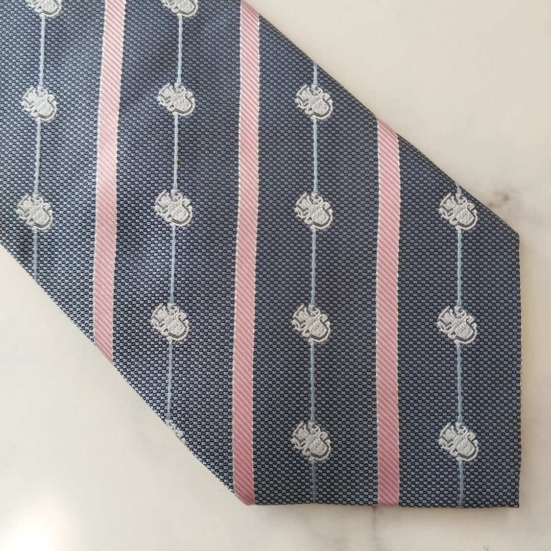 아쿠아스큐텀 실크 네이비 스트라이프 넥타이 9.3cm A+등급 K1128 상품이미지8