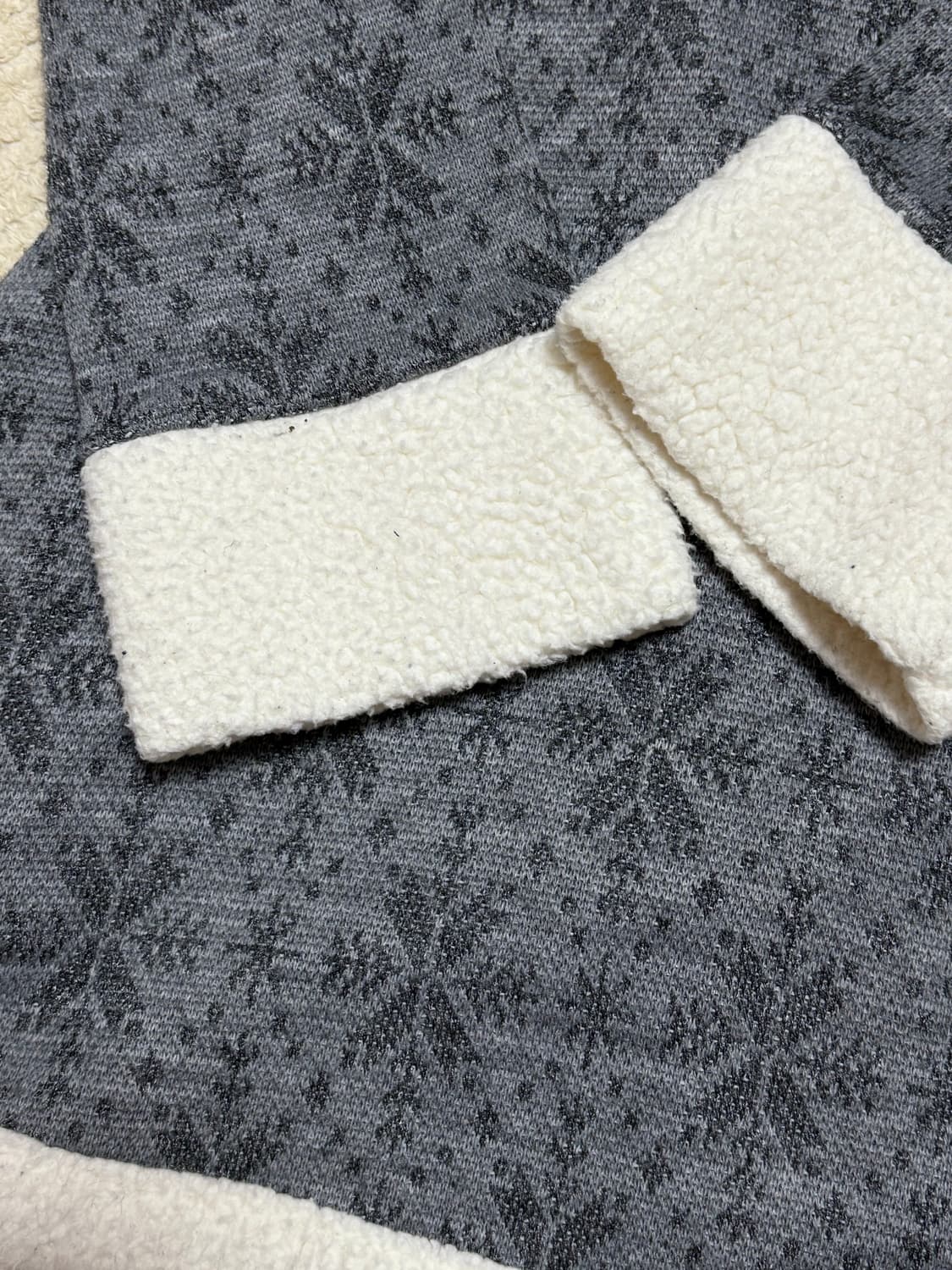 빈티지) 모리걸 털단추 눈꽃 후드 원피스 그레이 상품이미지3