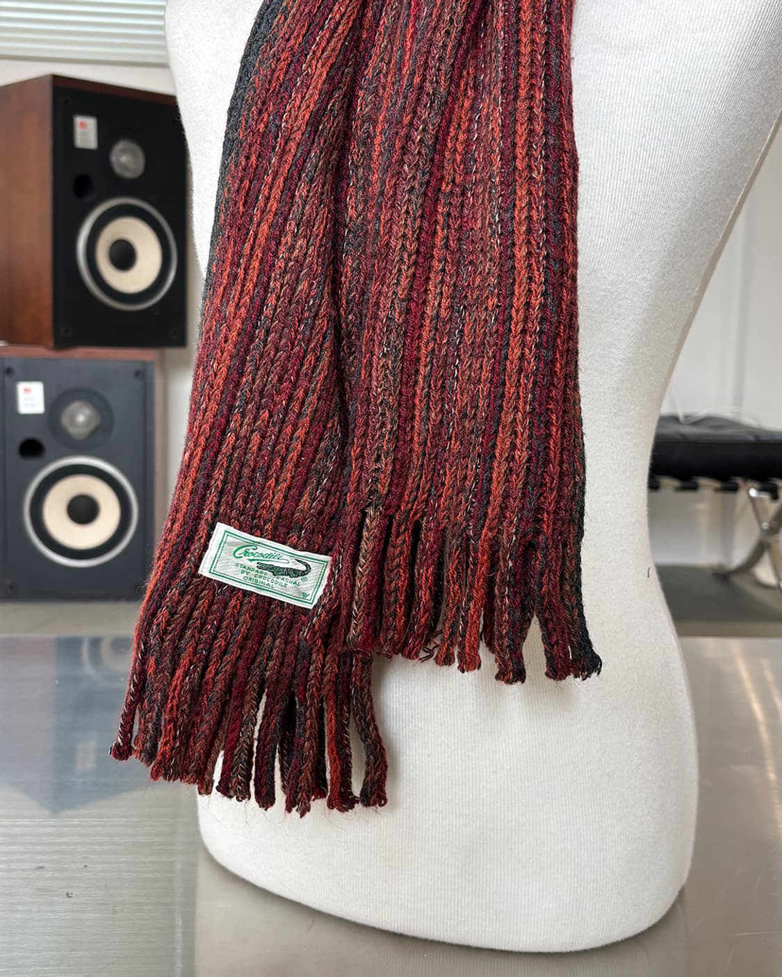 japan crocodile vintage red mix muffler 상품이미지6