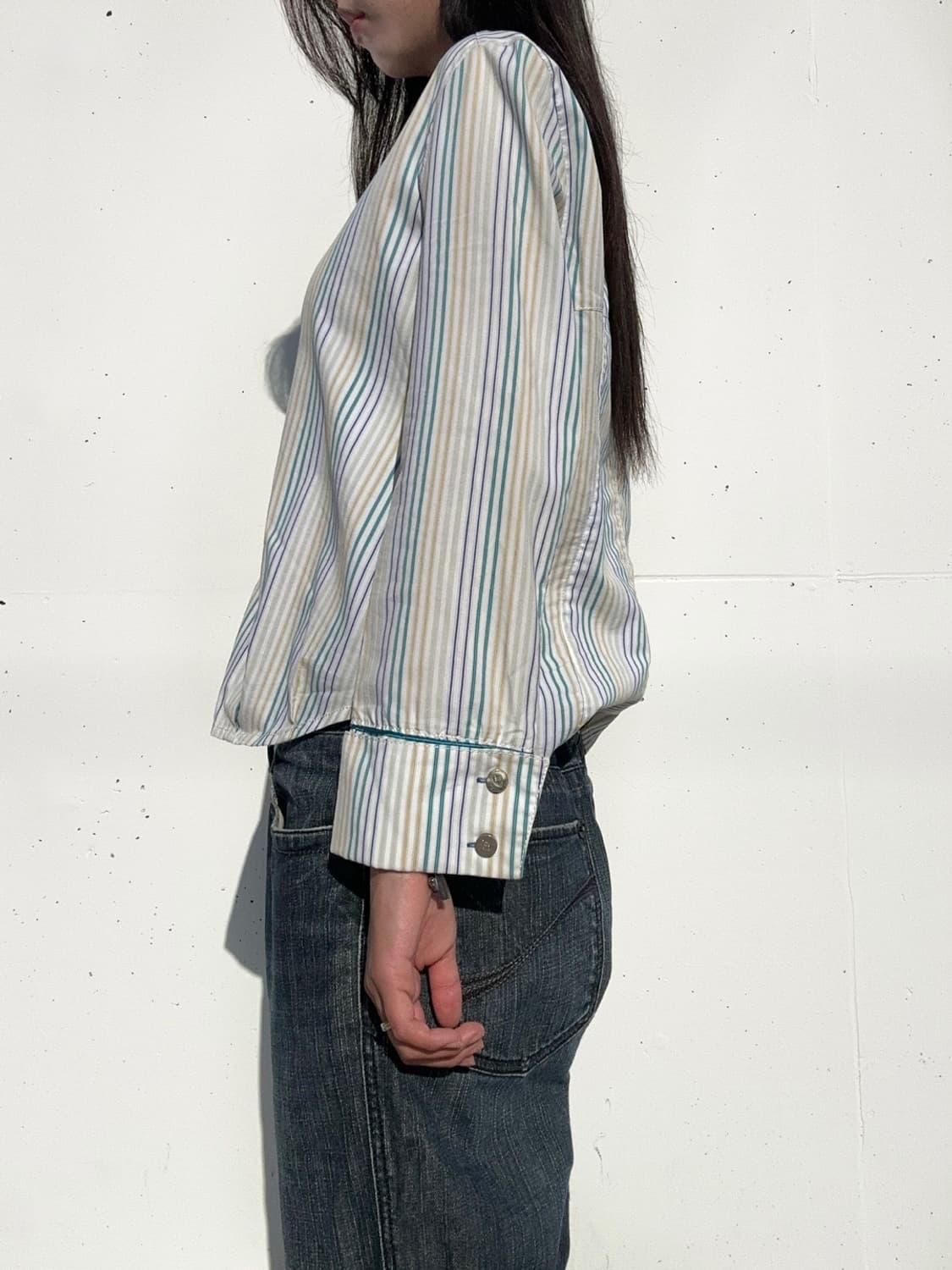 GOLA stripe shirt / gree & blue 상품이미지6