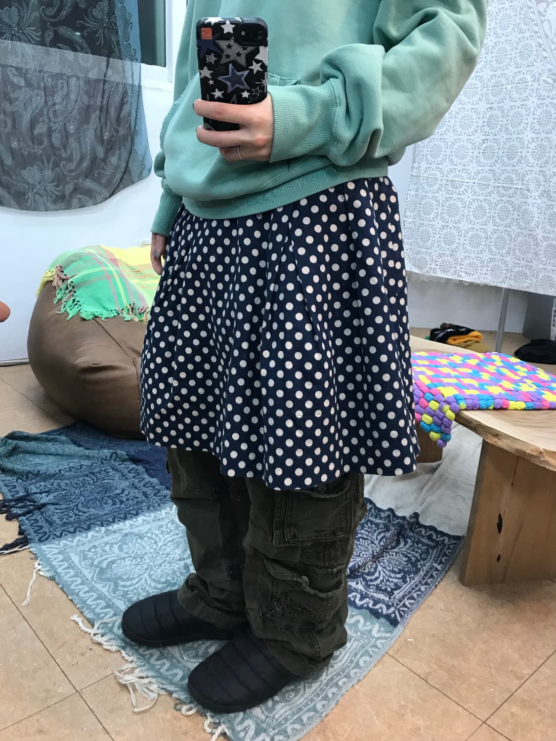 Clovis 도트 턱 미니스커트 상품이미지1