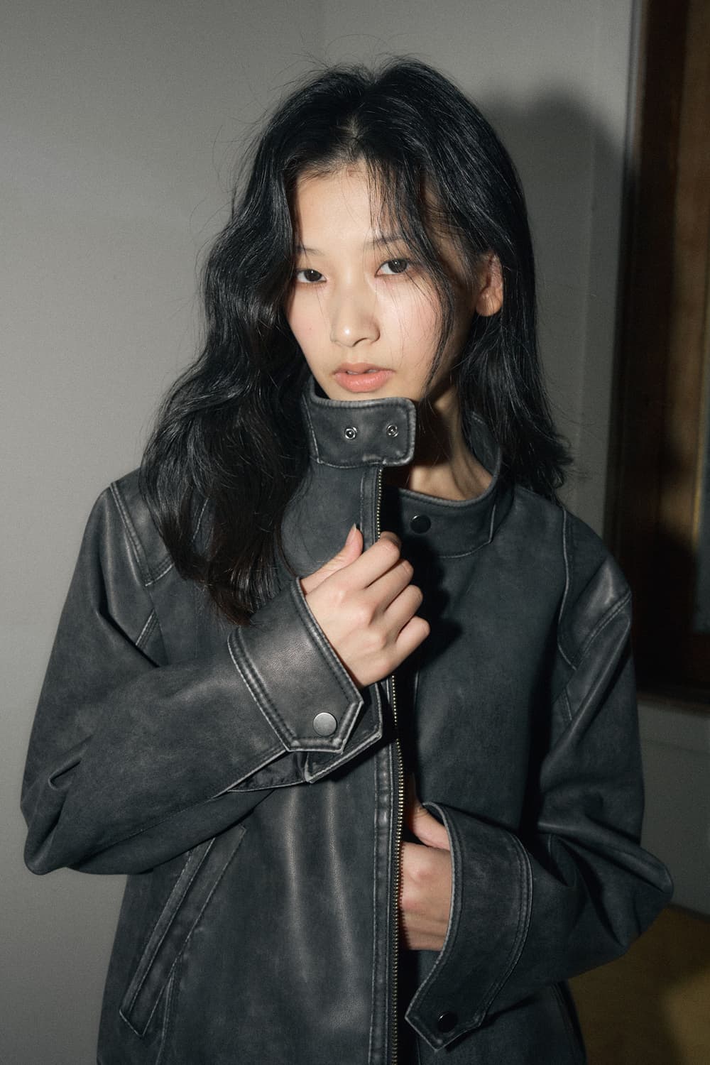 (유일매물) 헬레네 파리스 워시드 레더 블루종 자켓 상품이미지2