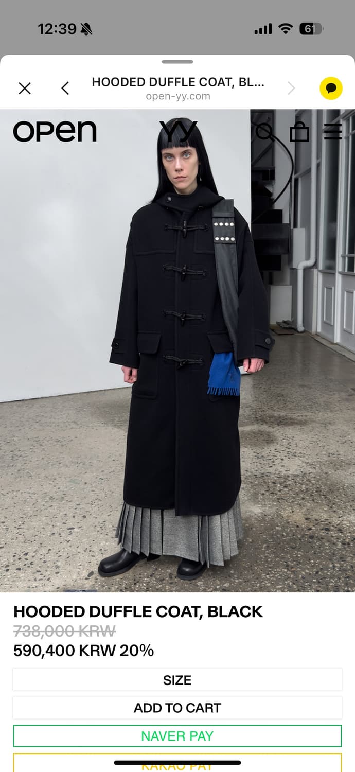 오픈와이와이 open yy HOODED DUFFLE COAT 상품이미지1