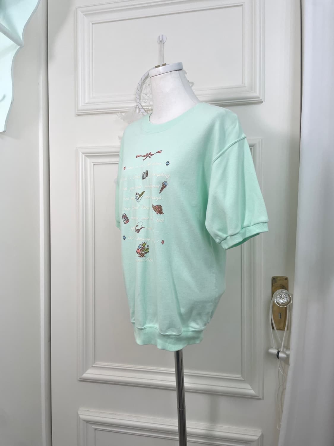 mint cute print half sweatshirts(size-M) 상품이미지2