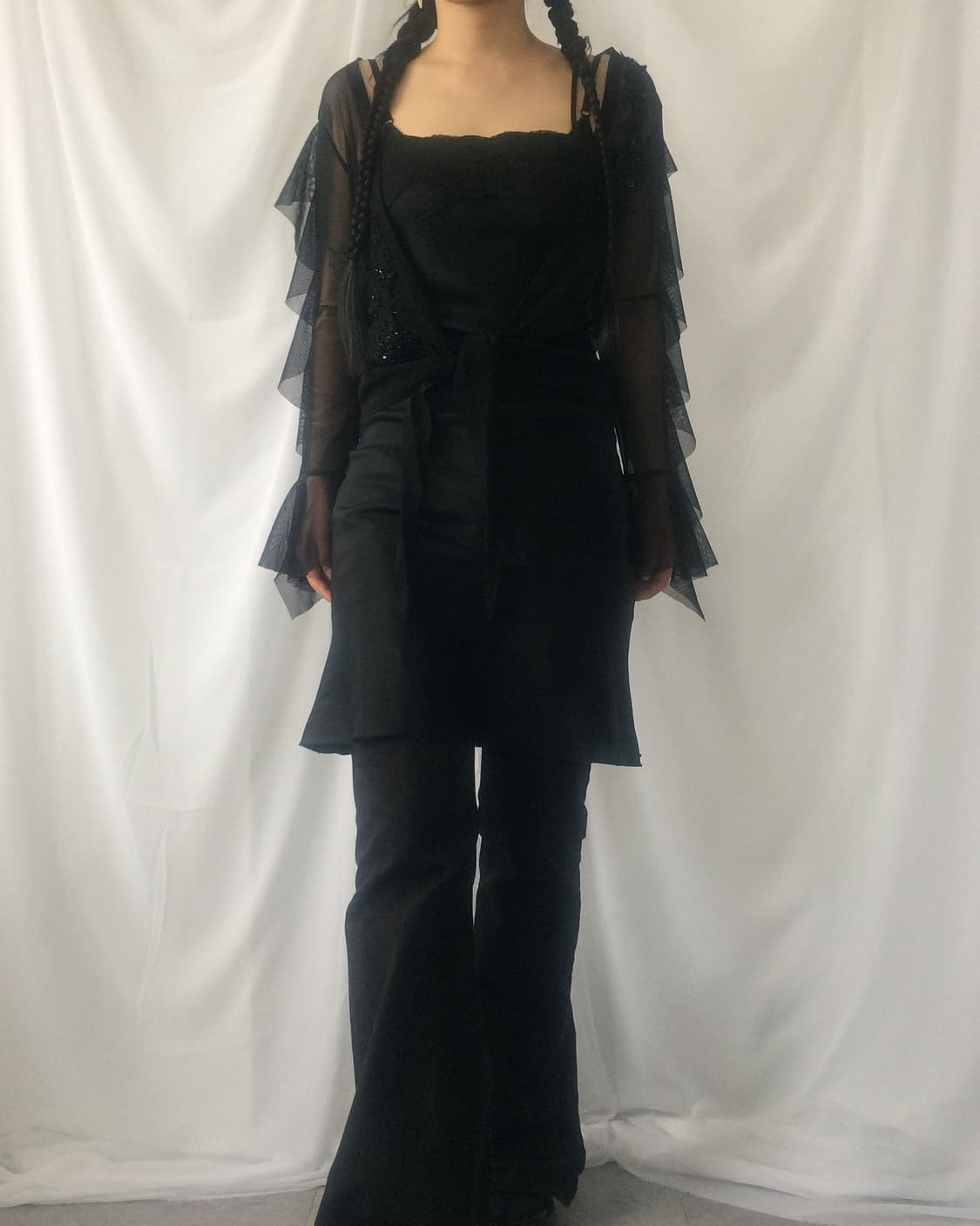 Ruffle point mesh cardigan 상품이미지6