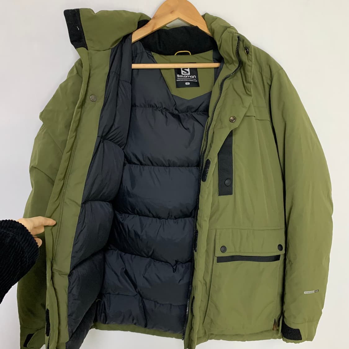 살로몬 퍼 후드 패딩 점퍼 카키 00s 2010 y2k 빈티지 상품이미지8