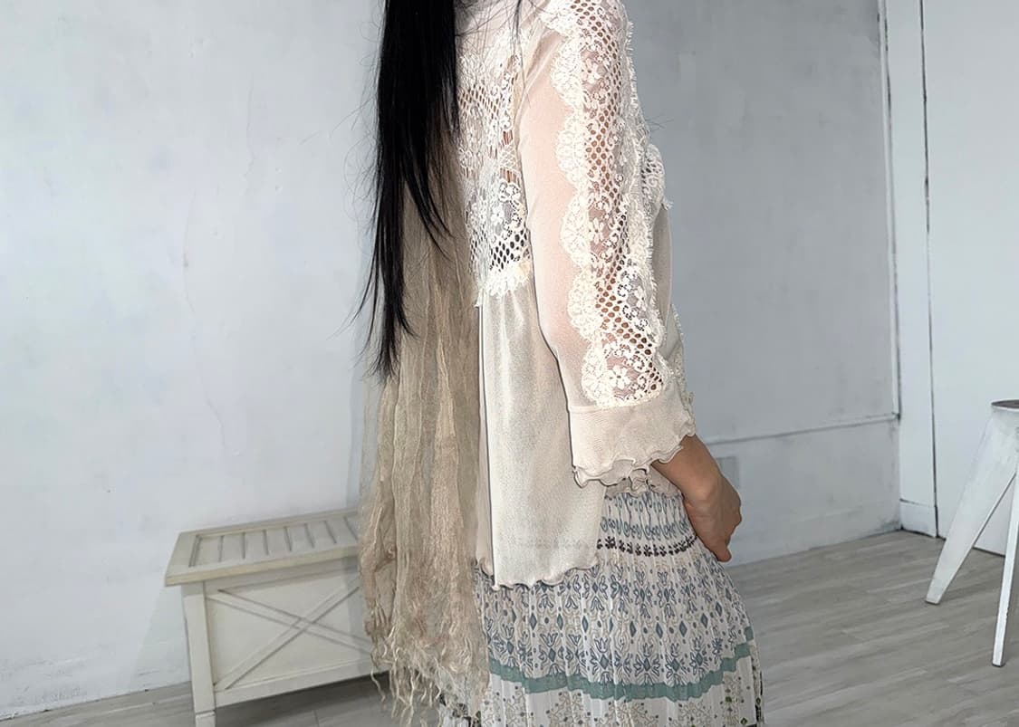Beige Lace Sheer Shirt 상품이미지6