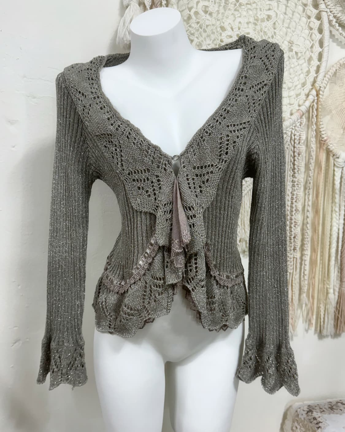 Axes Femme Gray Frill Lace Cardigan 상품이미지3