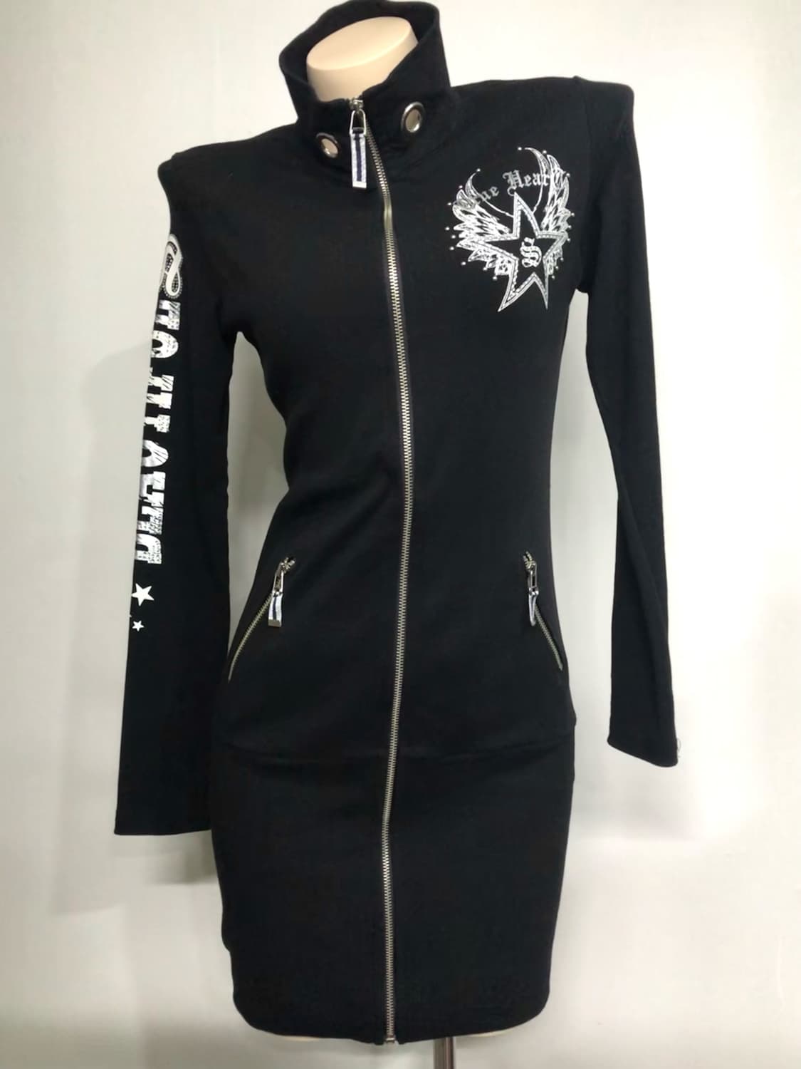 punk lettering zip-up one piece 상품이미지2