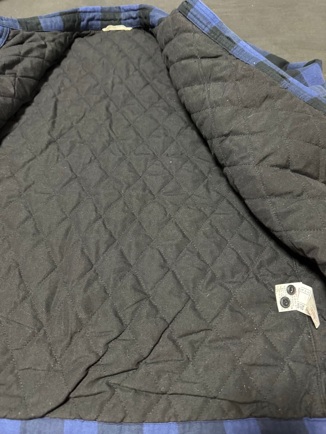 중고정품 뱅뱅 버팔로 체크 블루 누빔 셔츠 자켓 L 상품이미지3