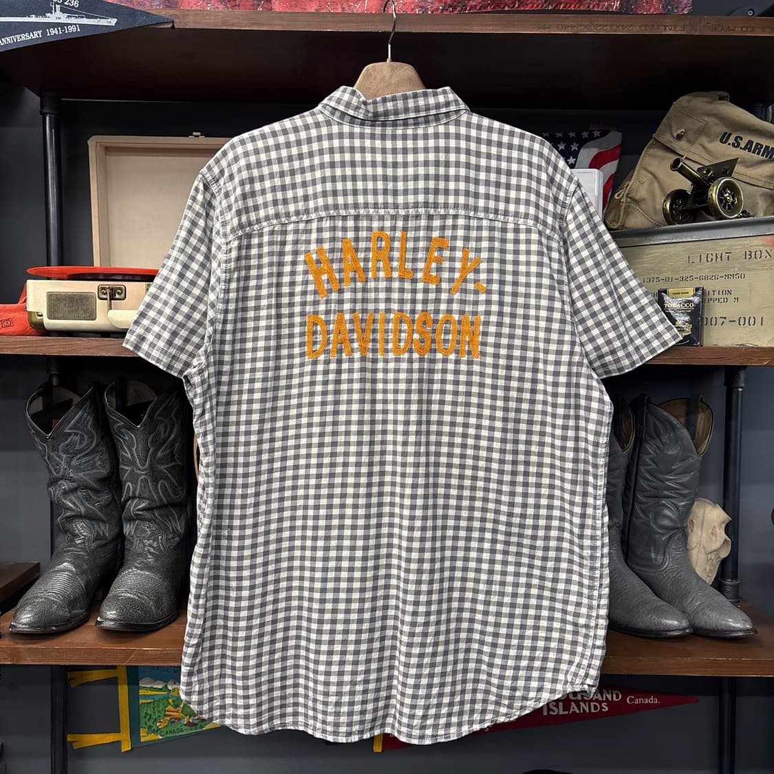 할리데이비슨 체인스티치 레터링 건클럽 체크 워크셔츠 N1156 상품이미지2