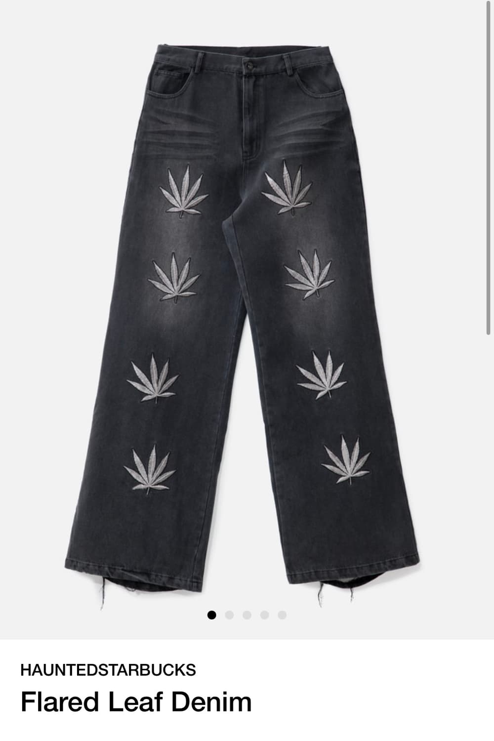 Haunted Starbucks 대마초 자수 플레어 데님 새상품 급처 상품이미지1