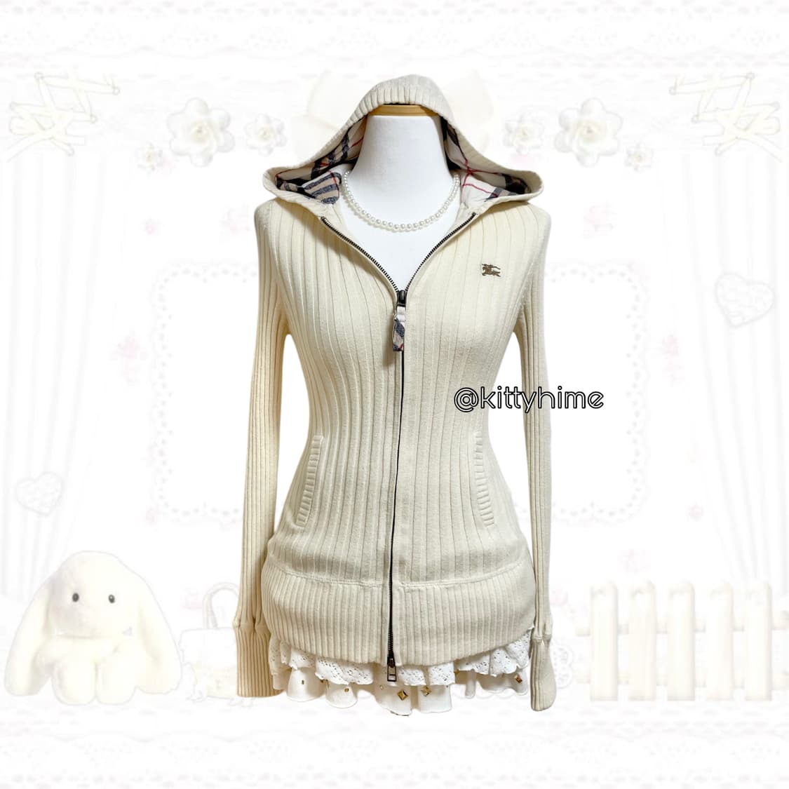 Burberry 버버리 라떼맛 골지 딱붙 후드집업 버버리골지 버버리후드 상품이미지2