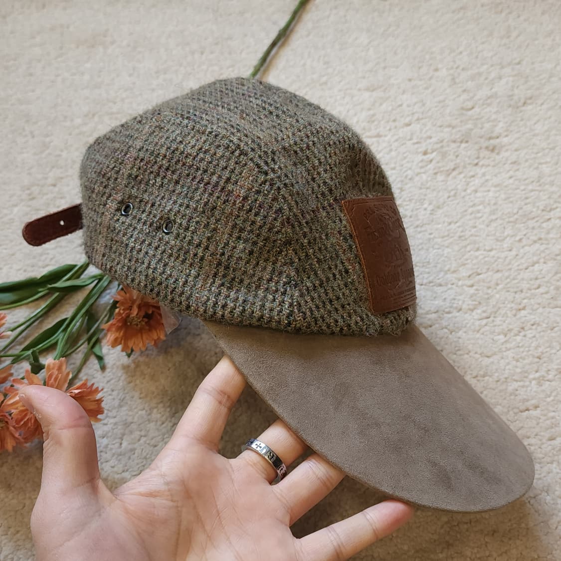 폴로 랄프로렌 캡모자 트위드 울 레더 롱빌 헌팅 캡 F 상품이미지3