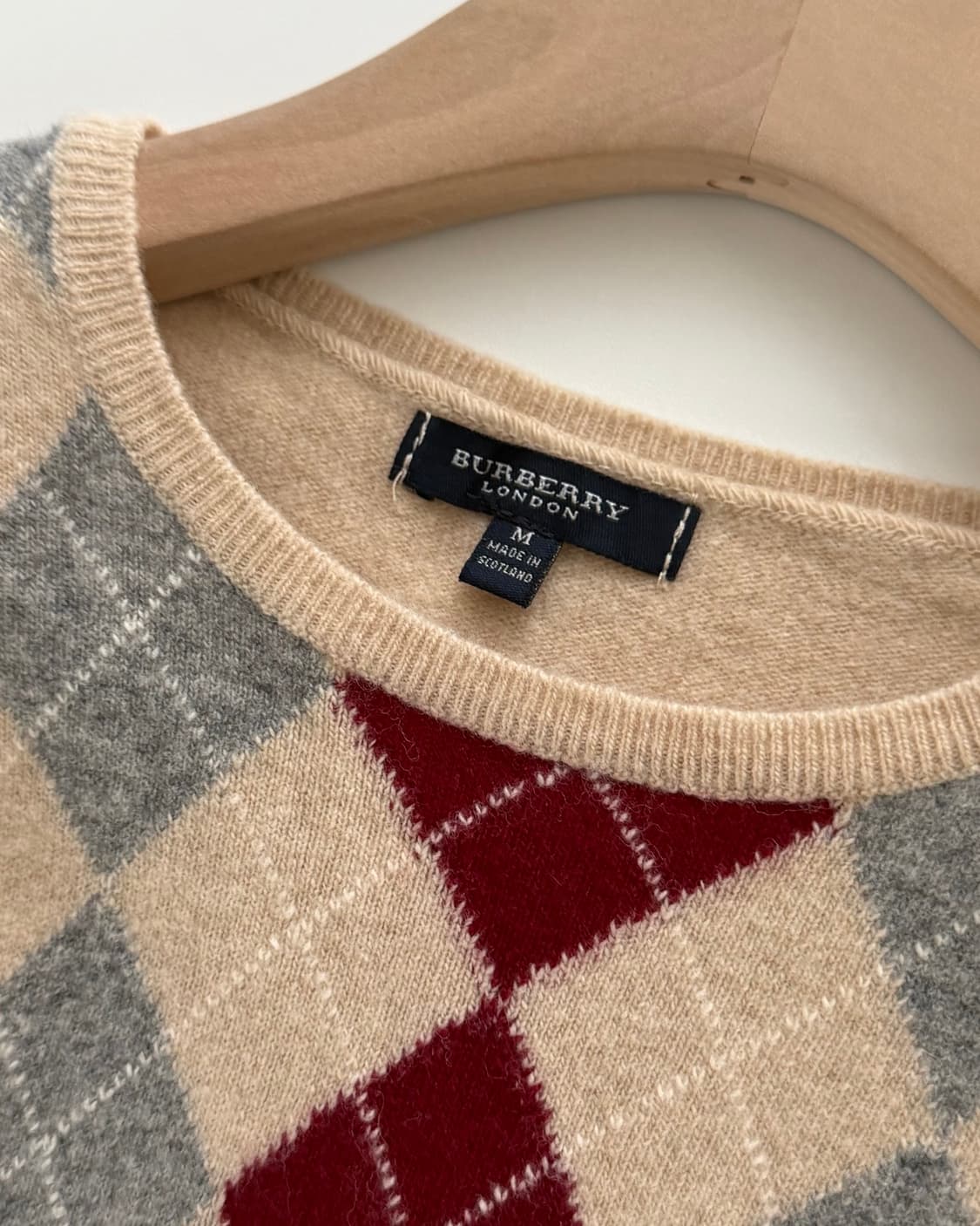 Burberry 버버리 베이지컬러 아가일패턴 반팔 니트 상품이미지4