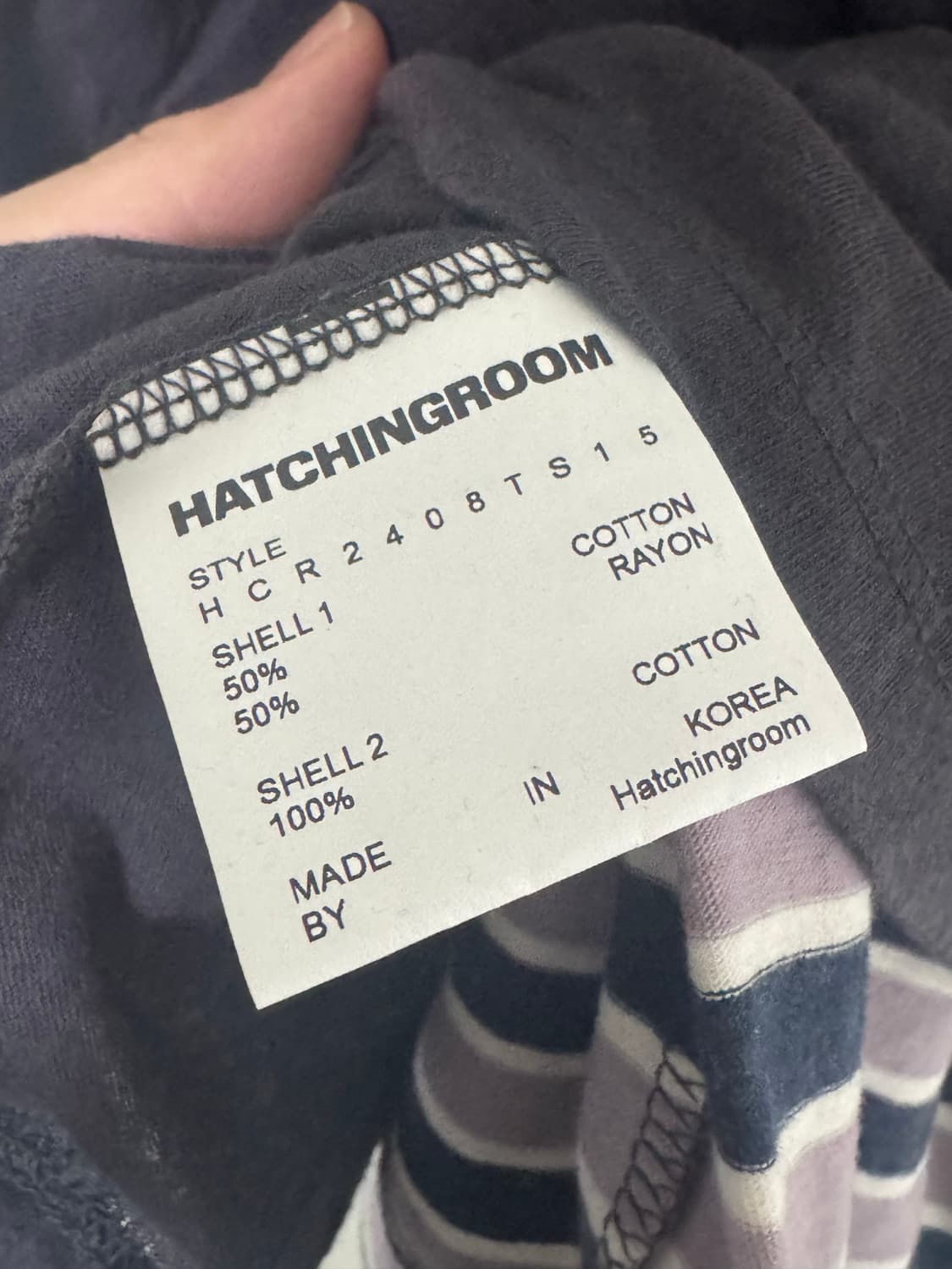 해칭룸 Two Face Stripe Tee Blue Charcoal[3] 상품이미지6