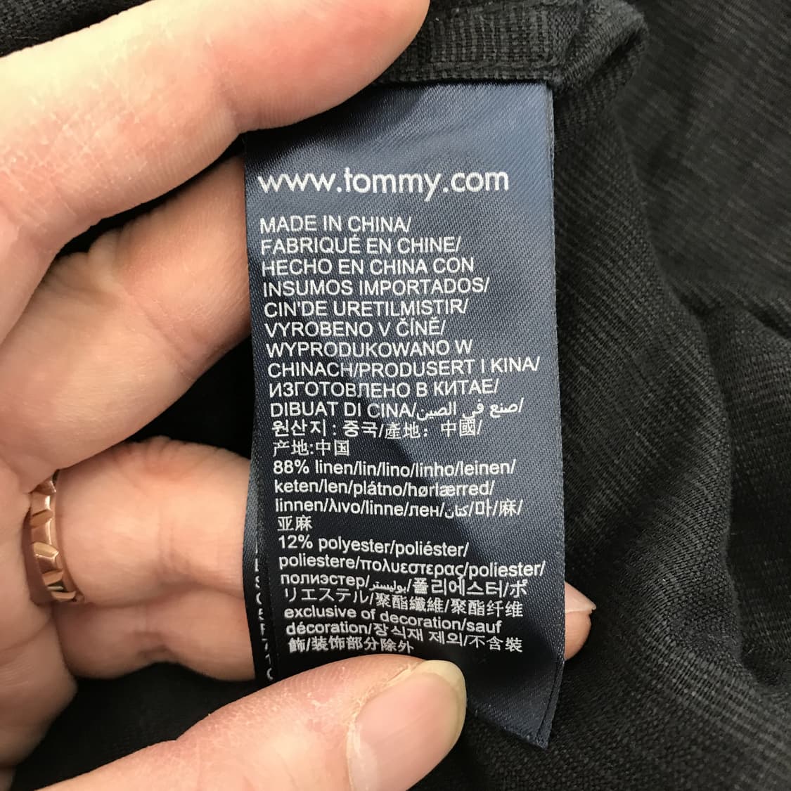 타미힐피거 헨리넥 린넨셔츠 블랙 [XL] 상품이미지5