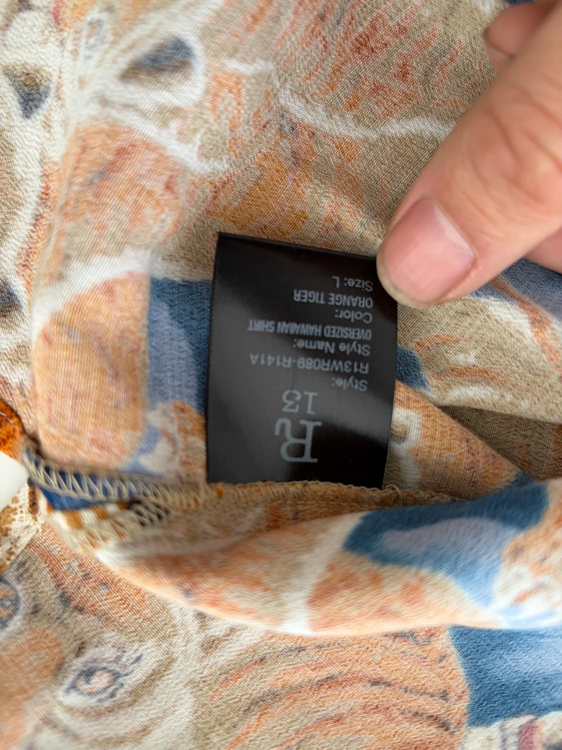 r13 오렌지 타이거 셔츠 L사이즈 상품이미지3