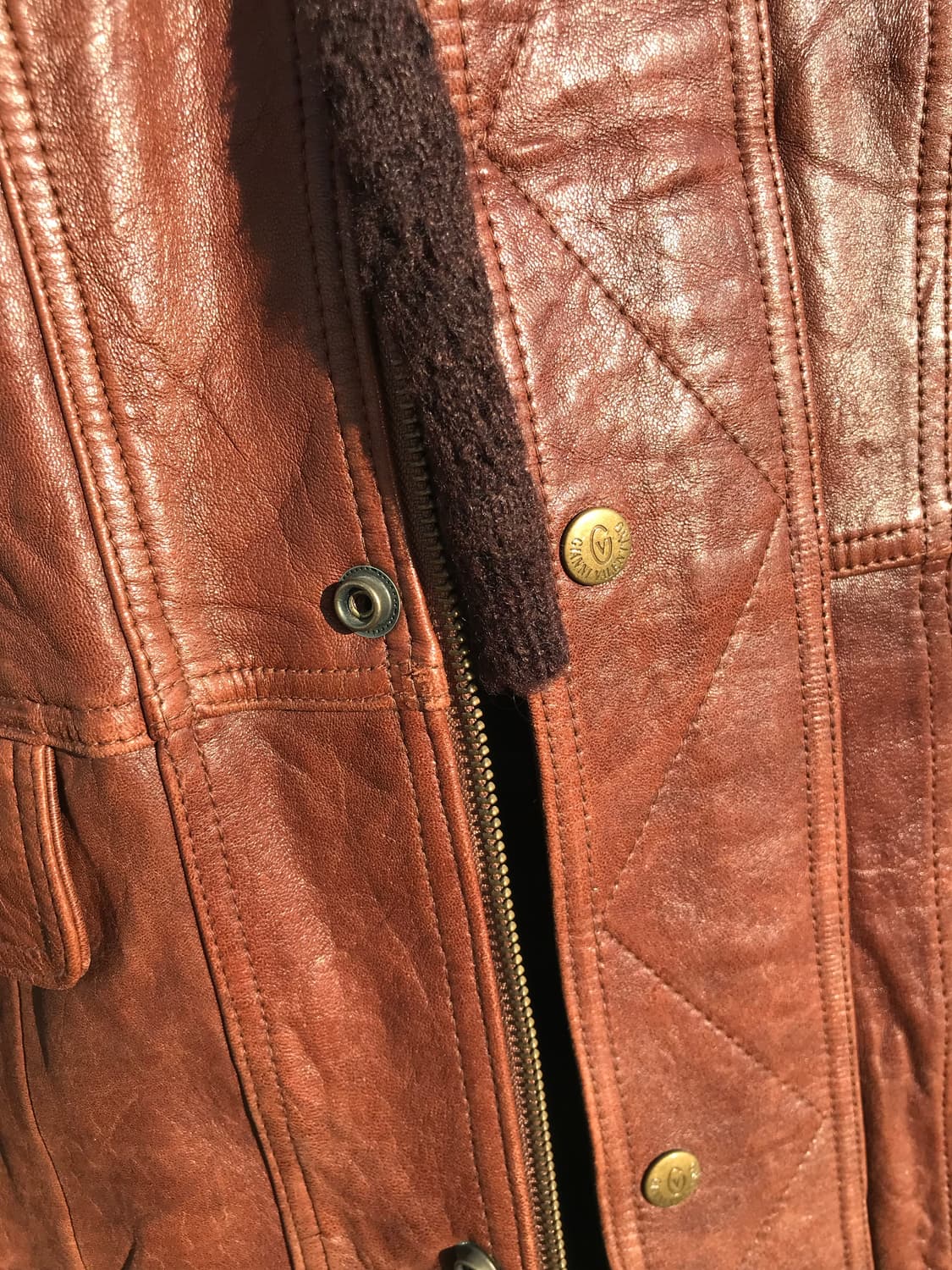 지아니 발렌티노 브라운 램스킨 레더 자켓  상품이미지6