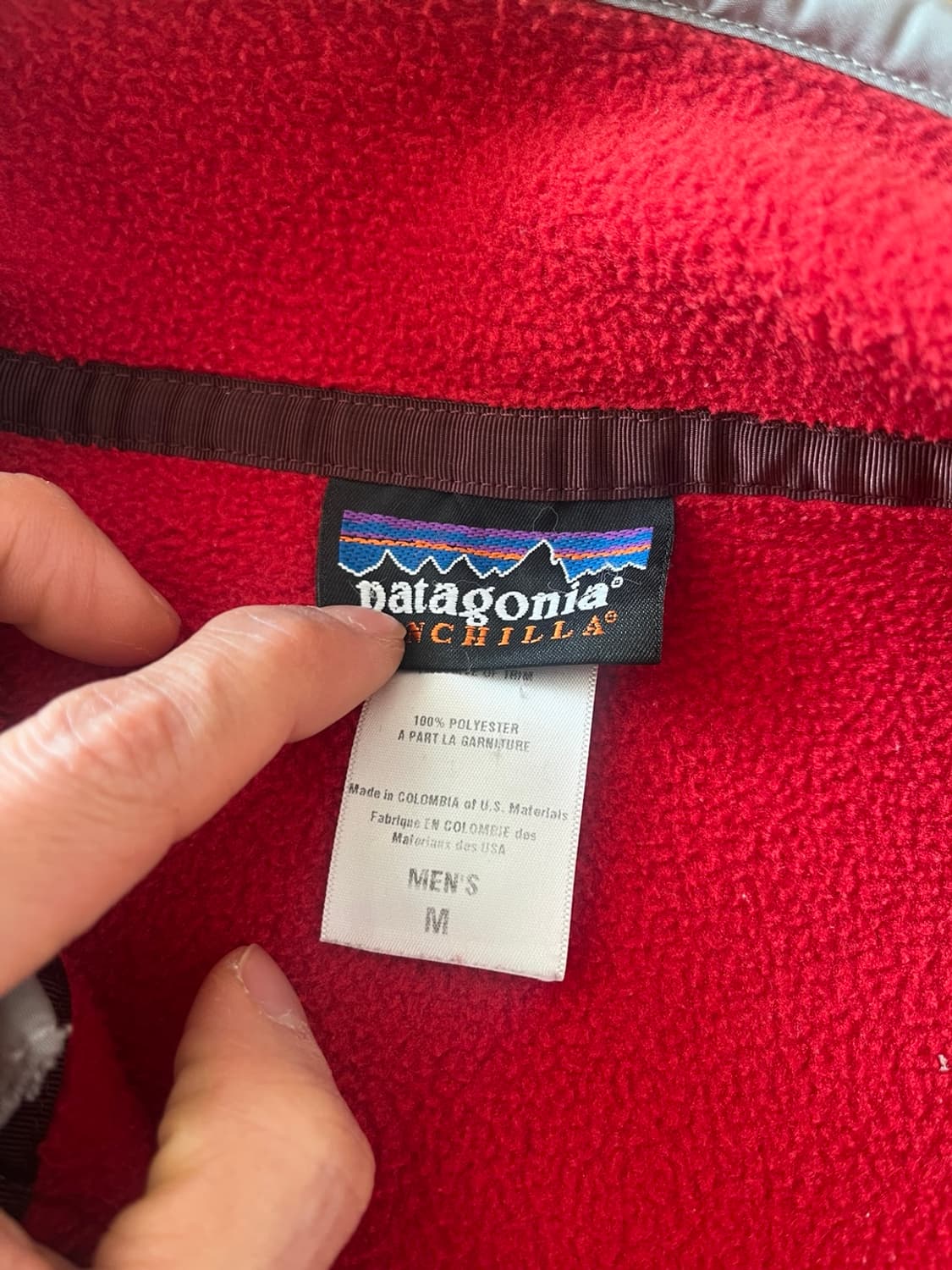 파타고니아 usa 신칠라 레드/그레이 플리스 후리스 아노락 맨투맨  상품이미지3