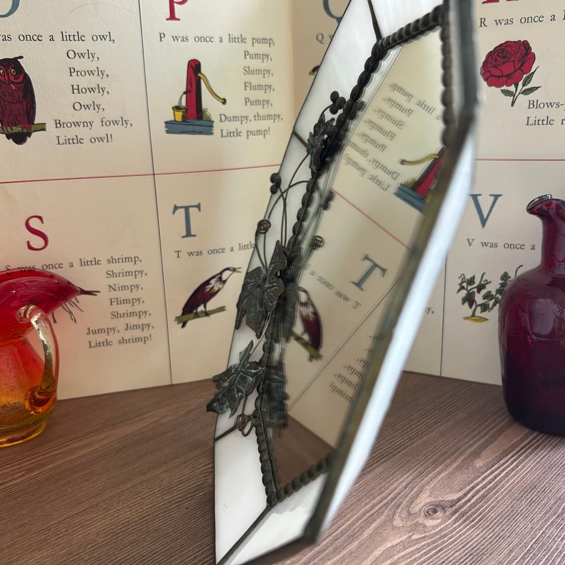 미국 빈티지 스테인드글라스 거울 장식 상품이미지5