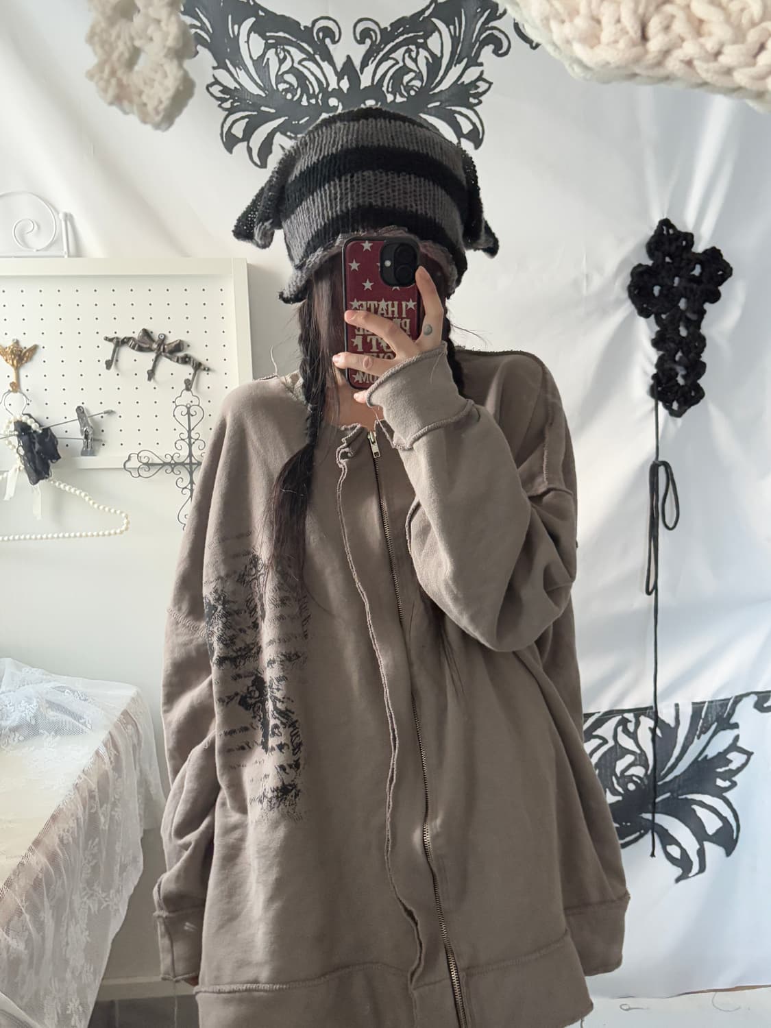 • hurtremake grung cross-printed zip-up 상품이미지3