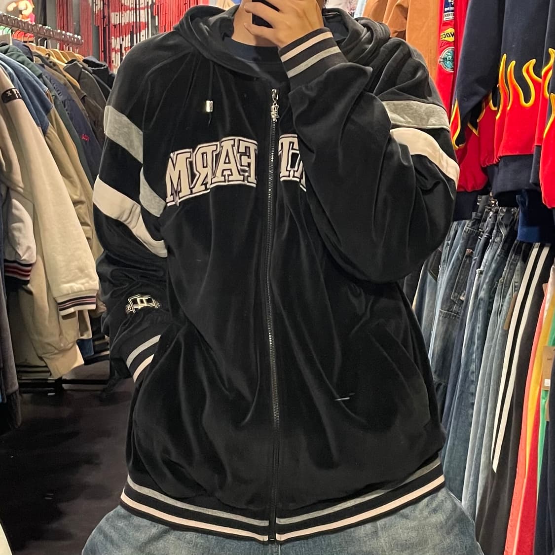 [IM] Phat farm 블랙 후드 벨벳져지 상품이미지1