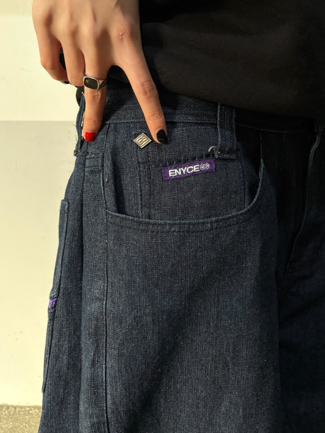 90s 올드스쿨 션존자수 오버 와이드 데님 팬츠 상품이미지4