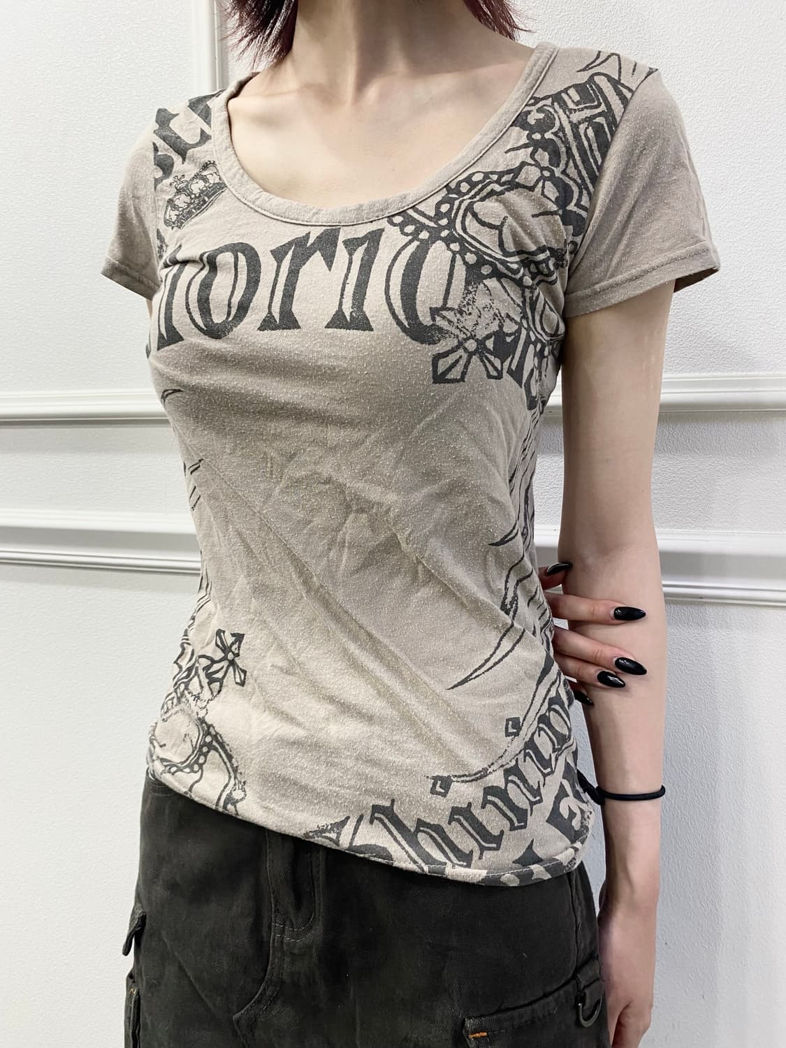 [GLITZ]2000s Glitz Print Slim Fit Top 상품이미지2