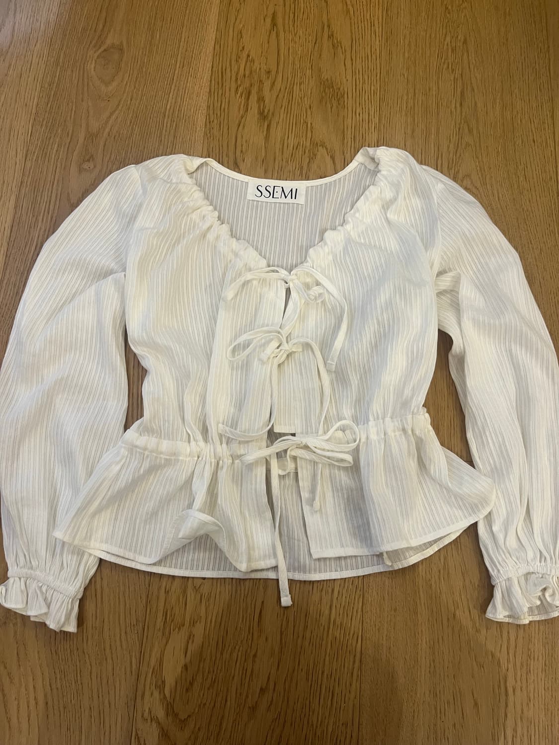 쎄미 THREE RIBBON 블라우스 아이보리 상품이미지1