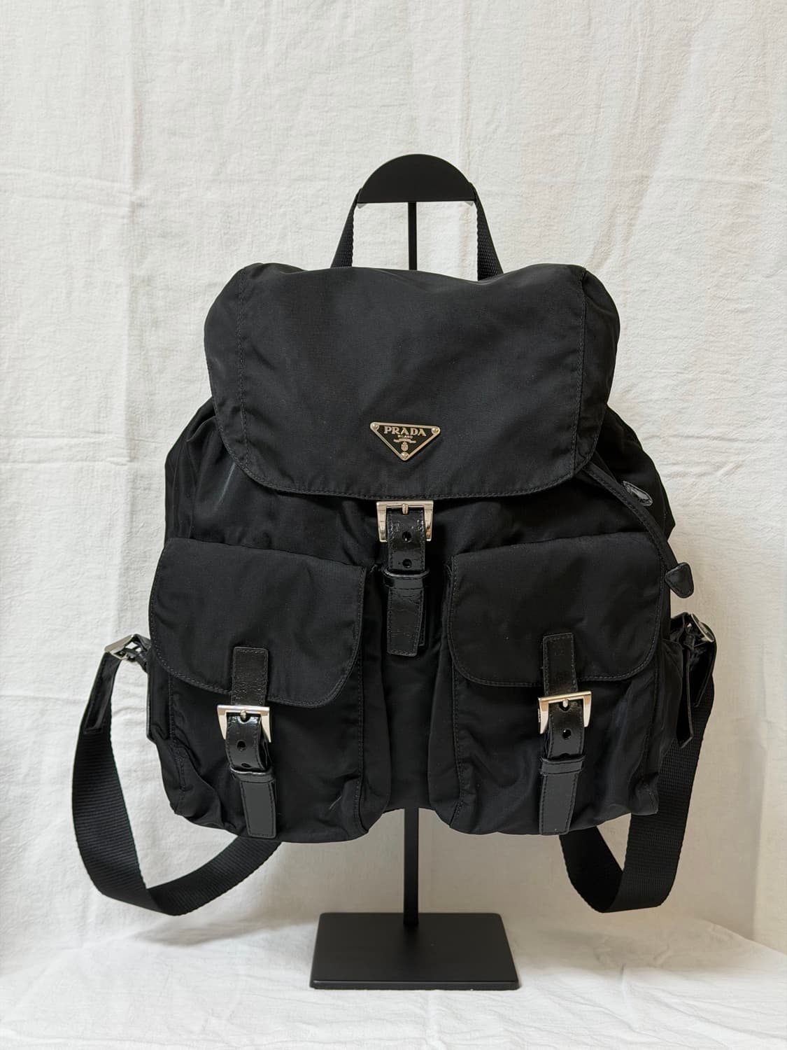정품 프라다 테수토 나일론 투포켓 백팩 블랙 미디움사이즈 상품이미지1