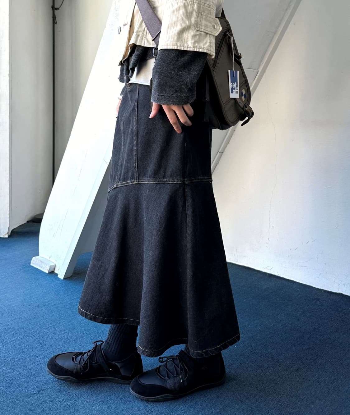 One washed panel denim skirt 상품이미지1