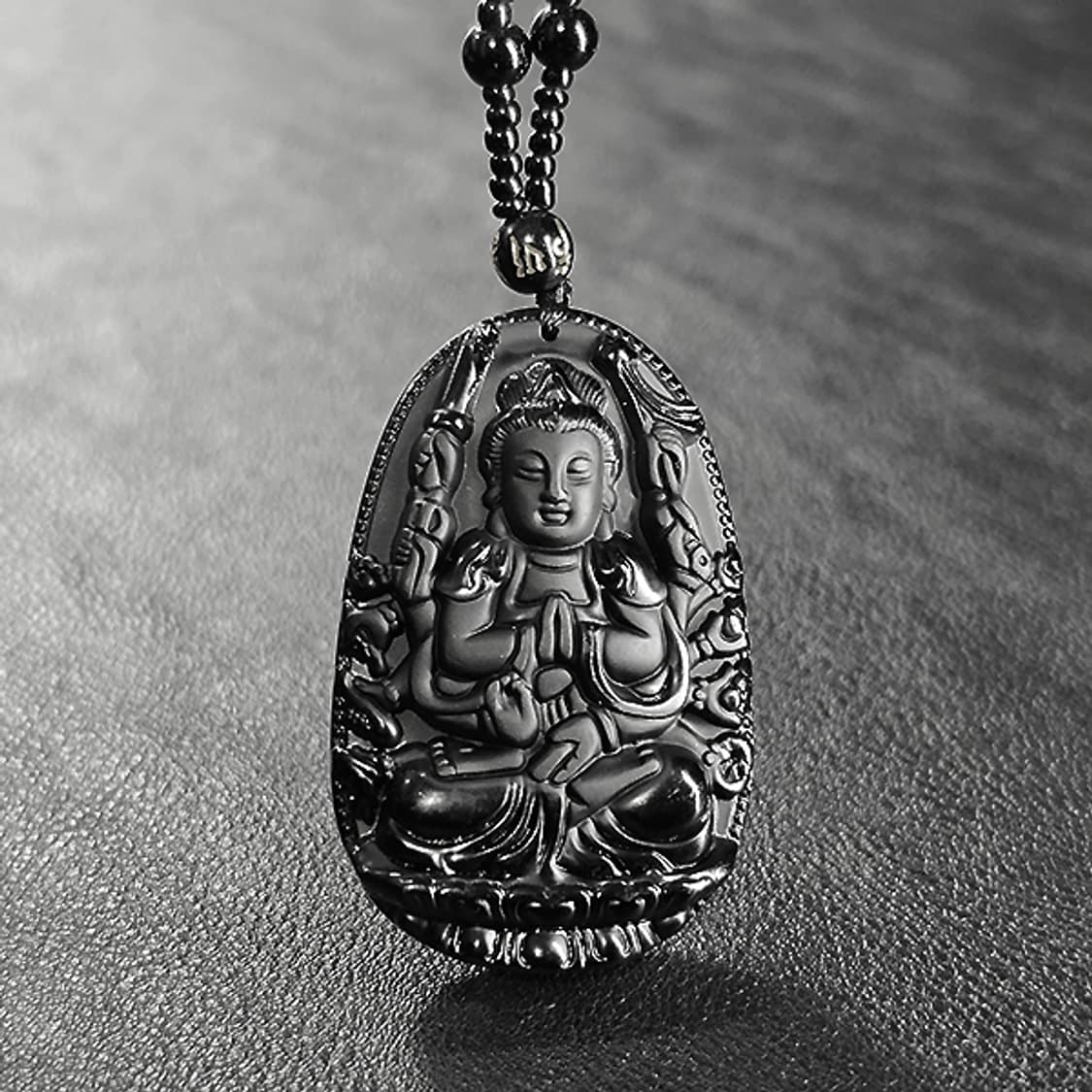 천수관음 흑요석 펜던트 불상 부처님 불교 남자 목걸이 상품이미지7