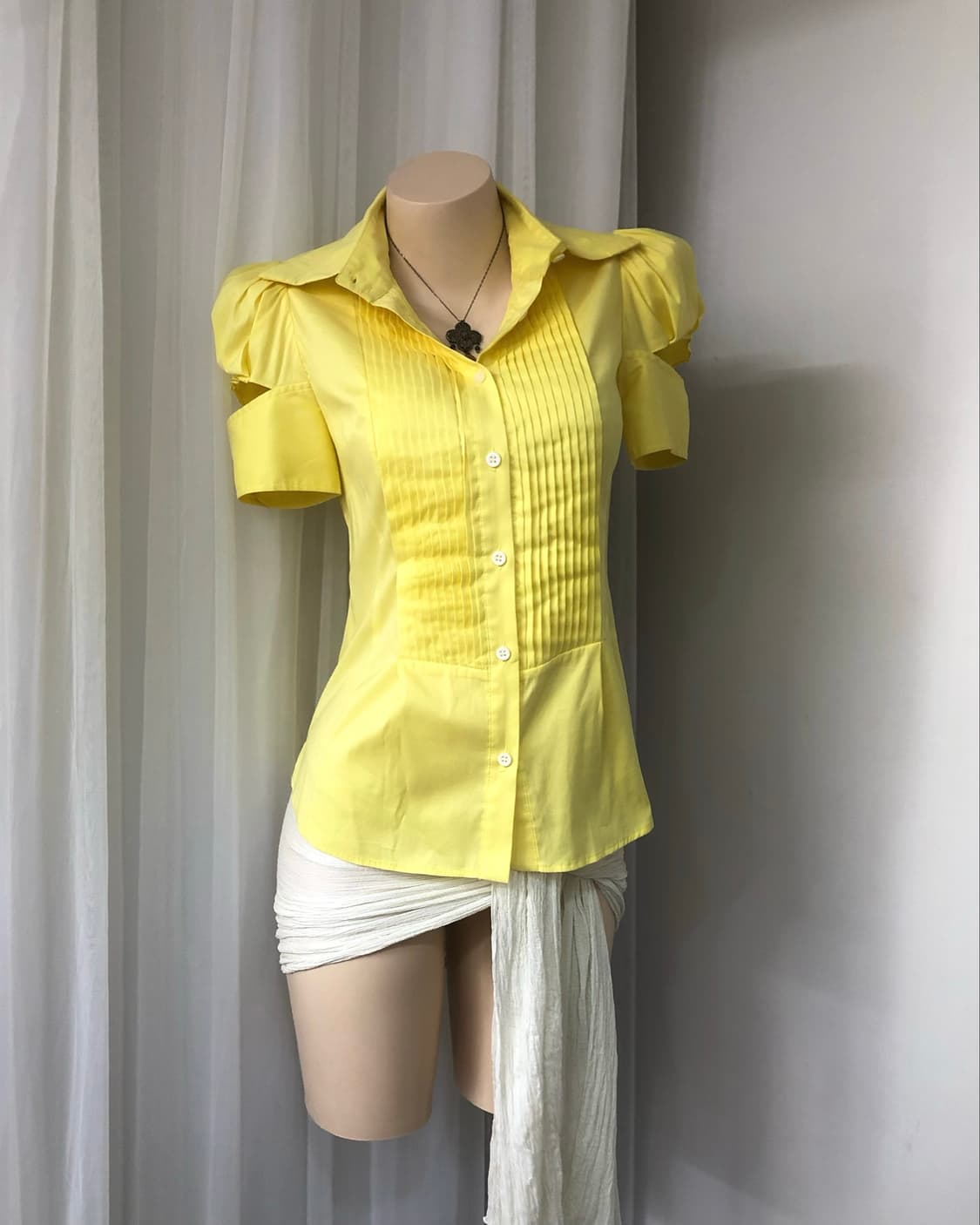 O‘2nd shirred puff-sleeve yellow blouse  상품이미지6