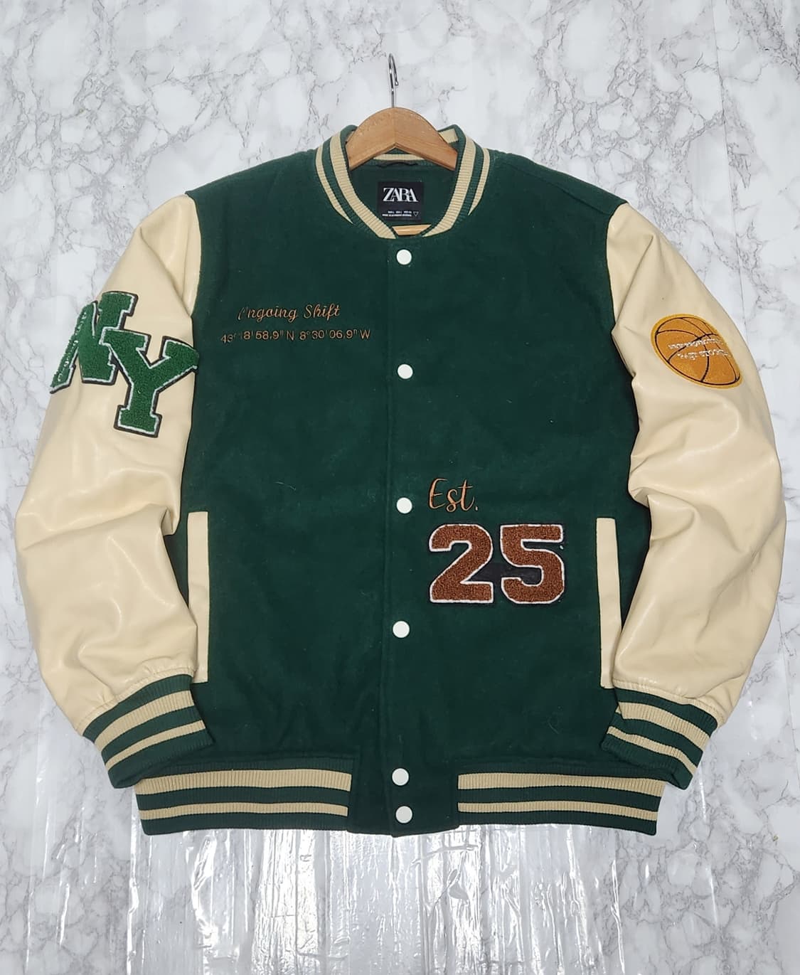 자라 딥그린 빅로고 바시티 야구 점퍼 자켓 상품이미지1