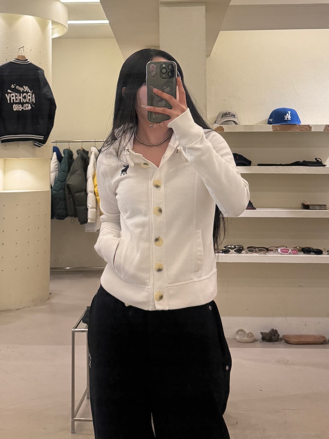 아베크롬비 무스 자수 버튼 후드 가디건 U819 상품이미지1